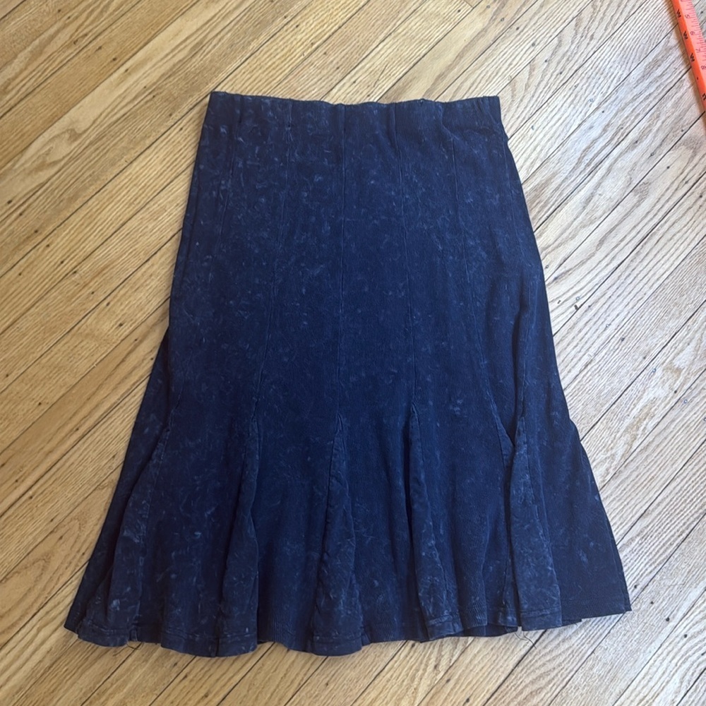 Jay Basics Acid Wash Blue Flare Skirt Paneled Stretch Cotton XL